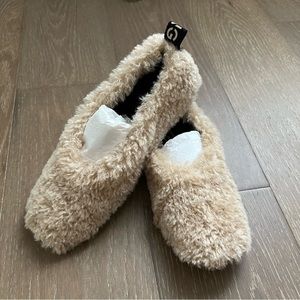 Mango faux fur flats